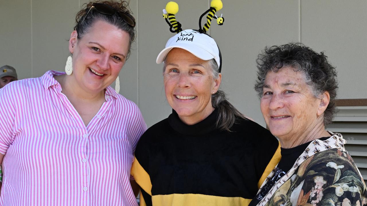 The Bee People: Professor Elina Lastro Niño, director of the California Master Beekeeper Program (CAMBP); Wendy Mather, co-program manager of CAMBP; and Amina Harris, retired director of the UC Davis Honey and Pollination Center and Queen Bee of The Hive. (Photo by Kathy Keatley Garvey)