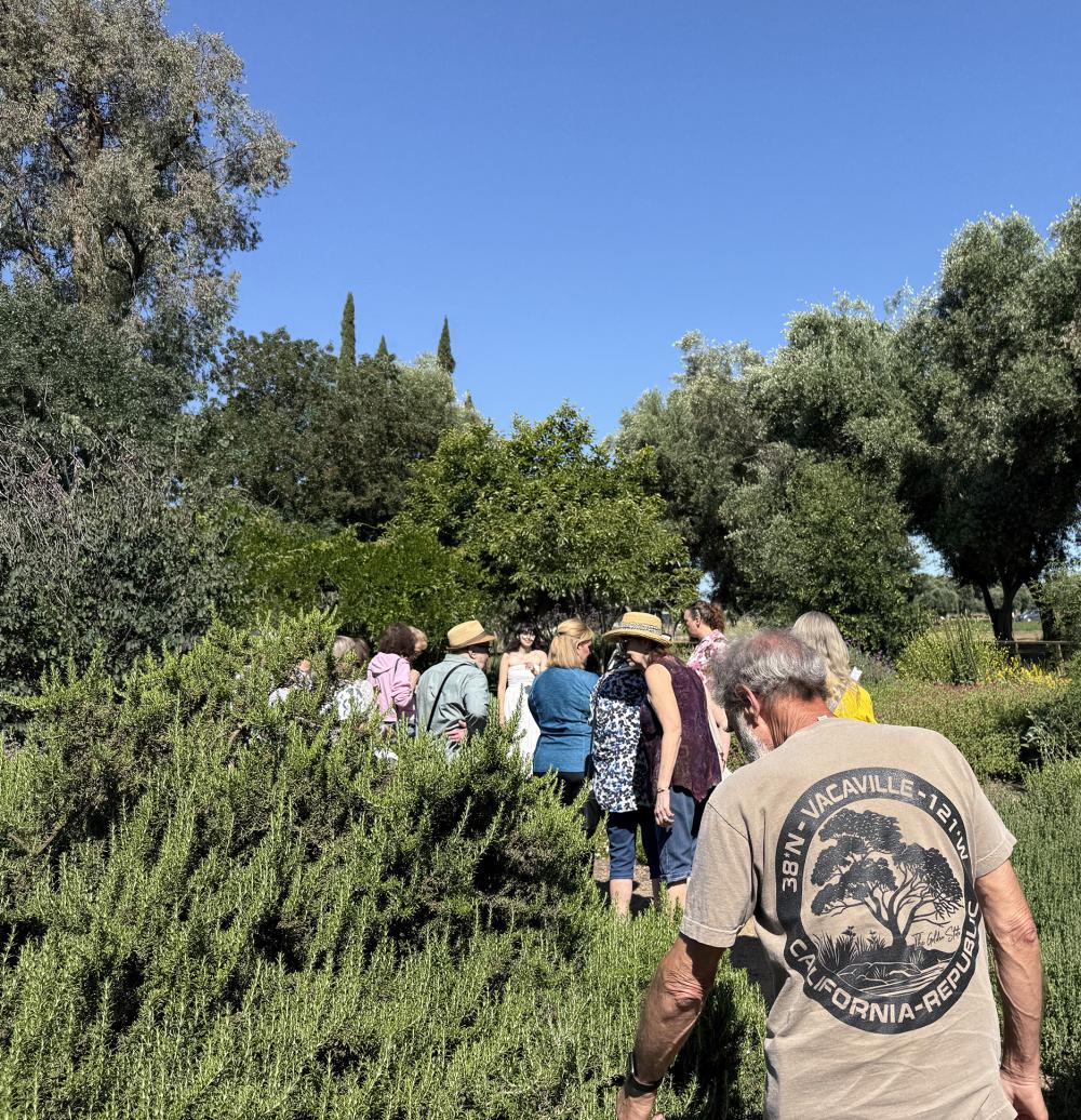 The Vacaville Museum Guild touring the UC Davis Bee Haven. (Photo by Kathy Keatley Garvey)