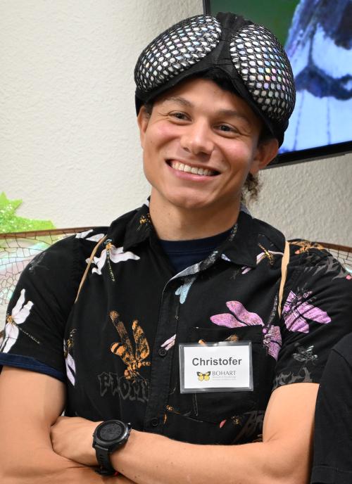 Doctoral candidate Christofer Brothers studies dragonflies (Photo by Kathy Keatley Garvey)