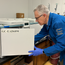 UC Davis distinguished professor Walter Leal preparing to run a GC-EAD analysis, which combines a conventional analytical instrument (gas chromatograph, GC) with an insect antenna-based biological detector (EAD).