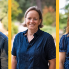 The College of Agricultural and Environmental Sciences leadership team, as announced Oct. 7 by Dean Ashley Stokes. From left are Jason Bond, Anne Todgham and Amanda Guyer (Jael Mackendorf / UC Davis)