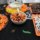 Buffet table at Bohart Museum Society Halloween party. (Photo by Kathy Keatley Garvey)
