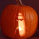 A soldier beetle pumpkin by Oliver Smith, president of the UC Davis Entomology Club. (Photo by Kathy Keatley Garvey)